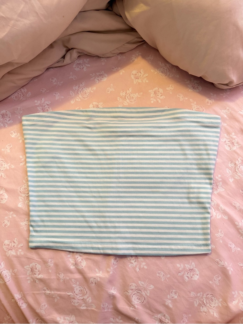 Edikted Blue & White Striped Tube Top 💙 Trendy & Cute